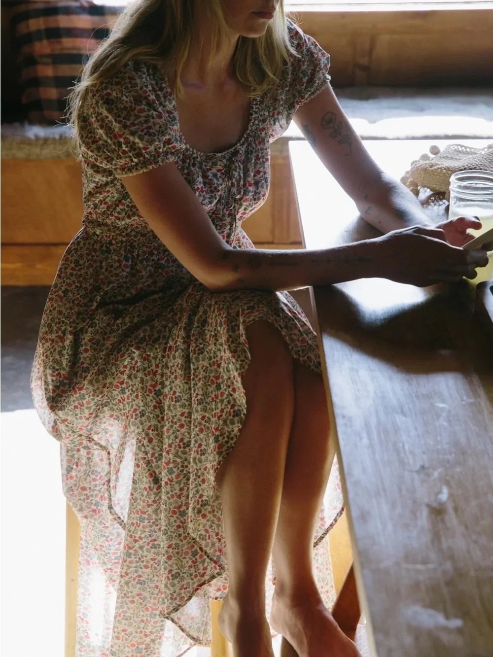 Christy Dawn Cream Maxi Dress with Red Floral Print - Picture 3 of 5